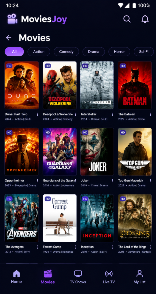 MoviesJoy App Screenshots