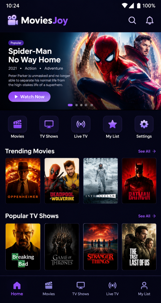 MoviesJoy App Screenshots