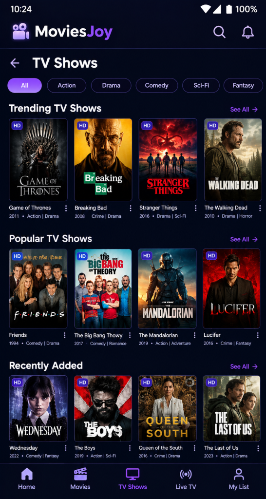 MoviesJoy App Screenshots